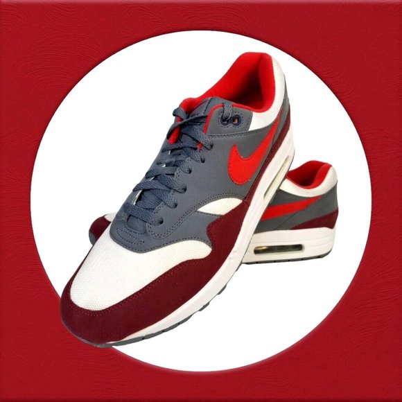 RETRO NIKE AIR MAX 1 ANNIVERSARY RED SZ 13 WHITE GRAY OG 2017 2018 AH8145-100 - Picture 2 of 15